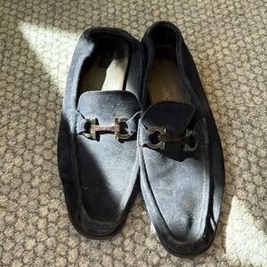 Navy Ferragamo loafers